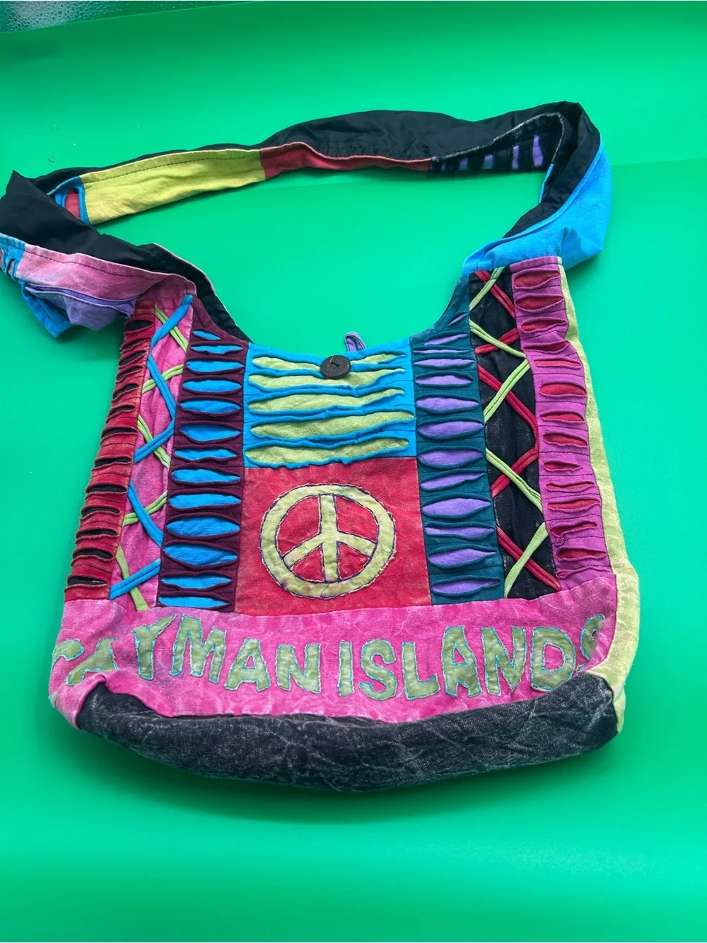 Cayman Islands Multicolor Peace Sign Shoulder Bag